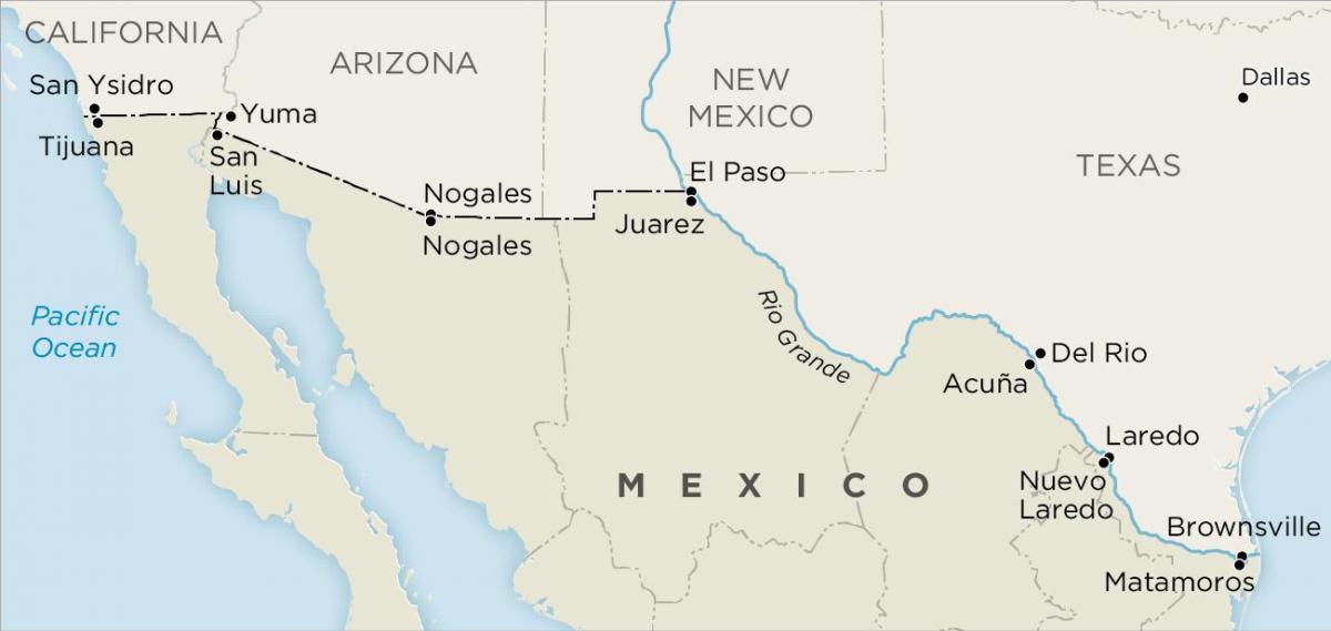 SAD i Meksiko granice kartice
