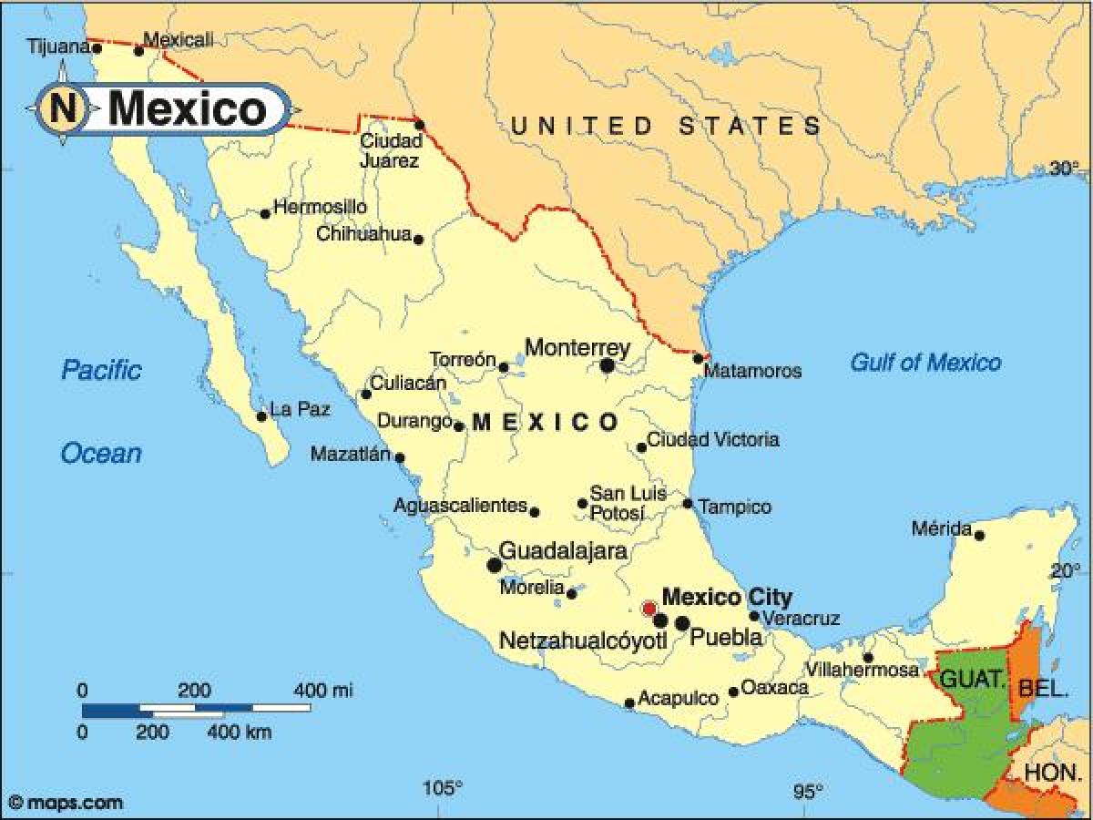 zemlja Meksiko kartica