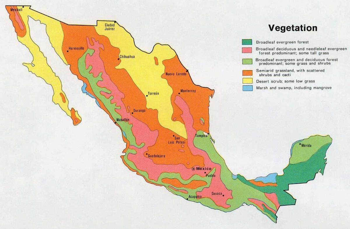 karta Meksika prirodni resursi