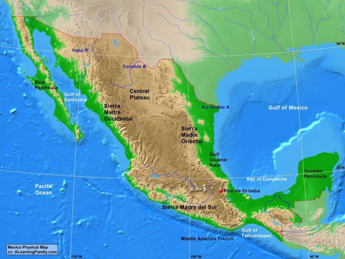 visoravni Meksika karti