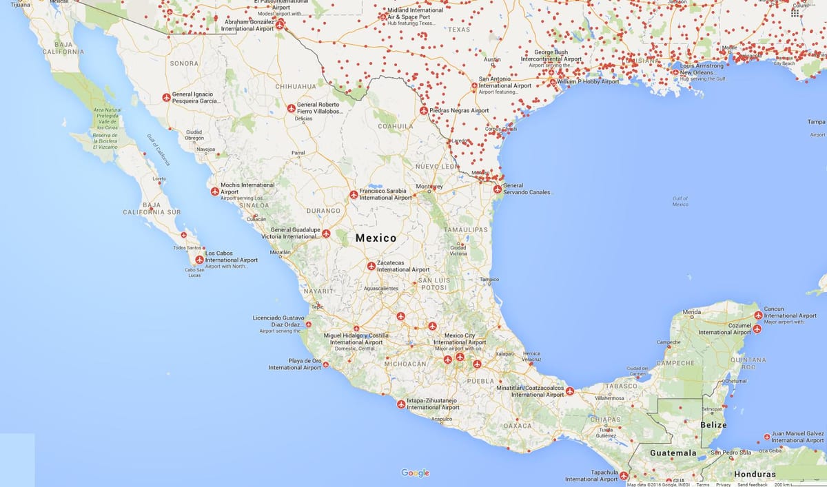 zračne luke Mexico city na karti
