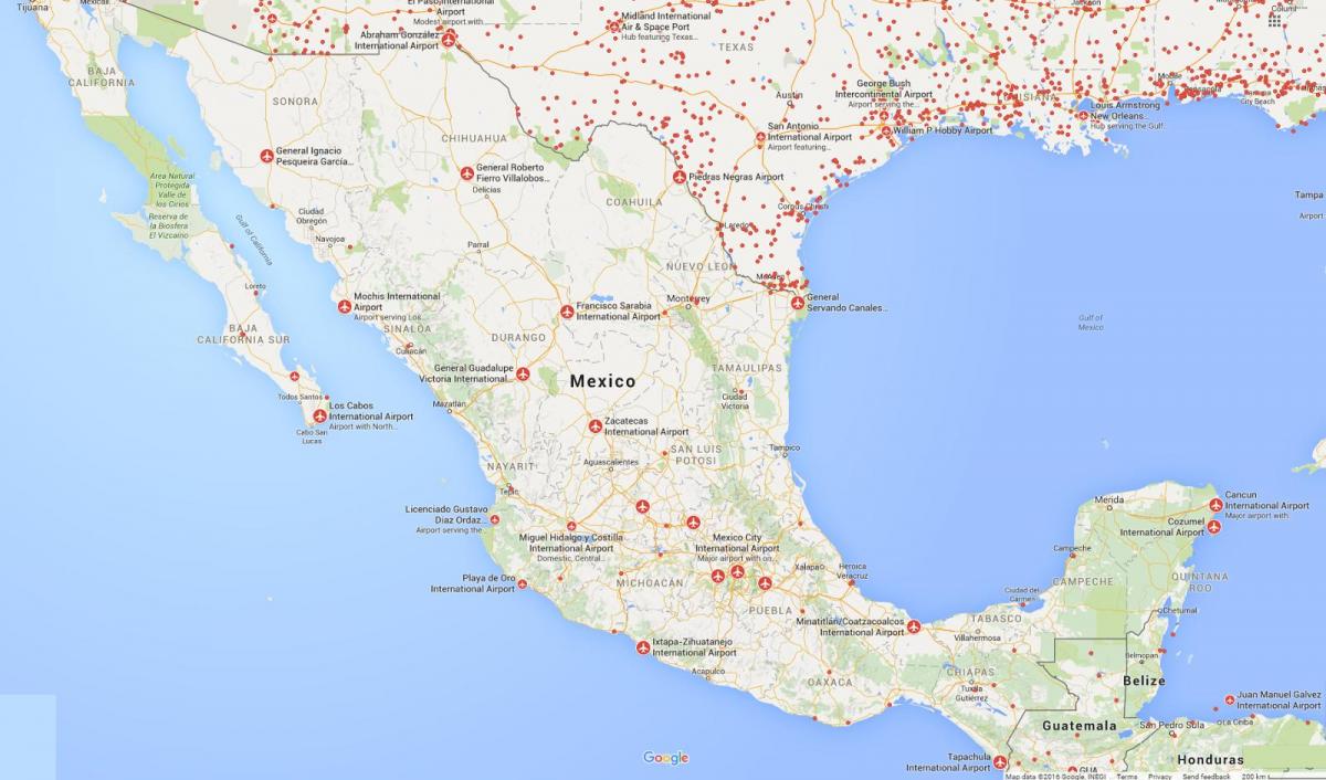 zračne luke Mexico city na karti