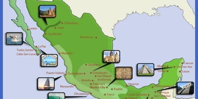 Karta Meksika turističkih destinacija